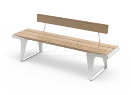 En minimalistisk stadsbänk i rostfritt stål