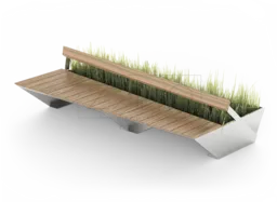 Modulär stadsbänk med planteringskärl