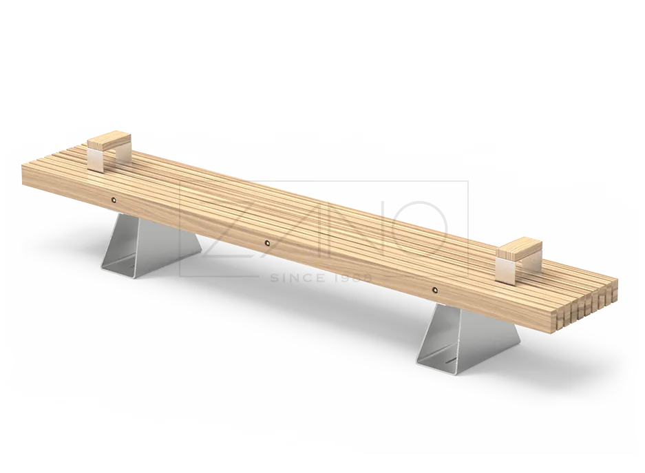 En minimalistisk bänk i stål och trä för moderna stadsmiljöer