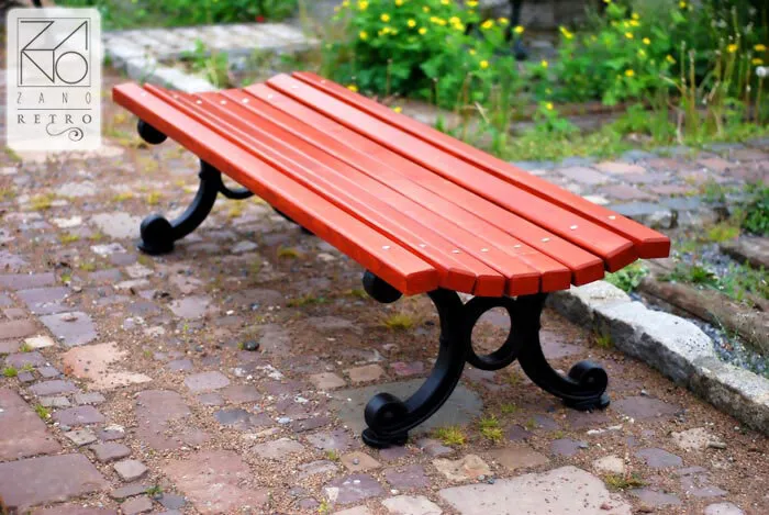 retrobänkar i gjutjärn utan ryggstöd