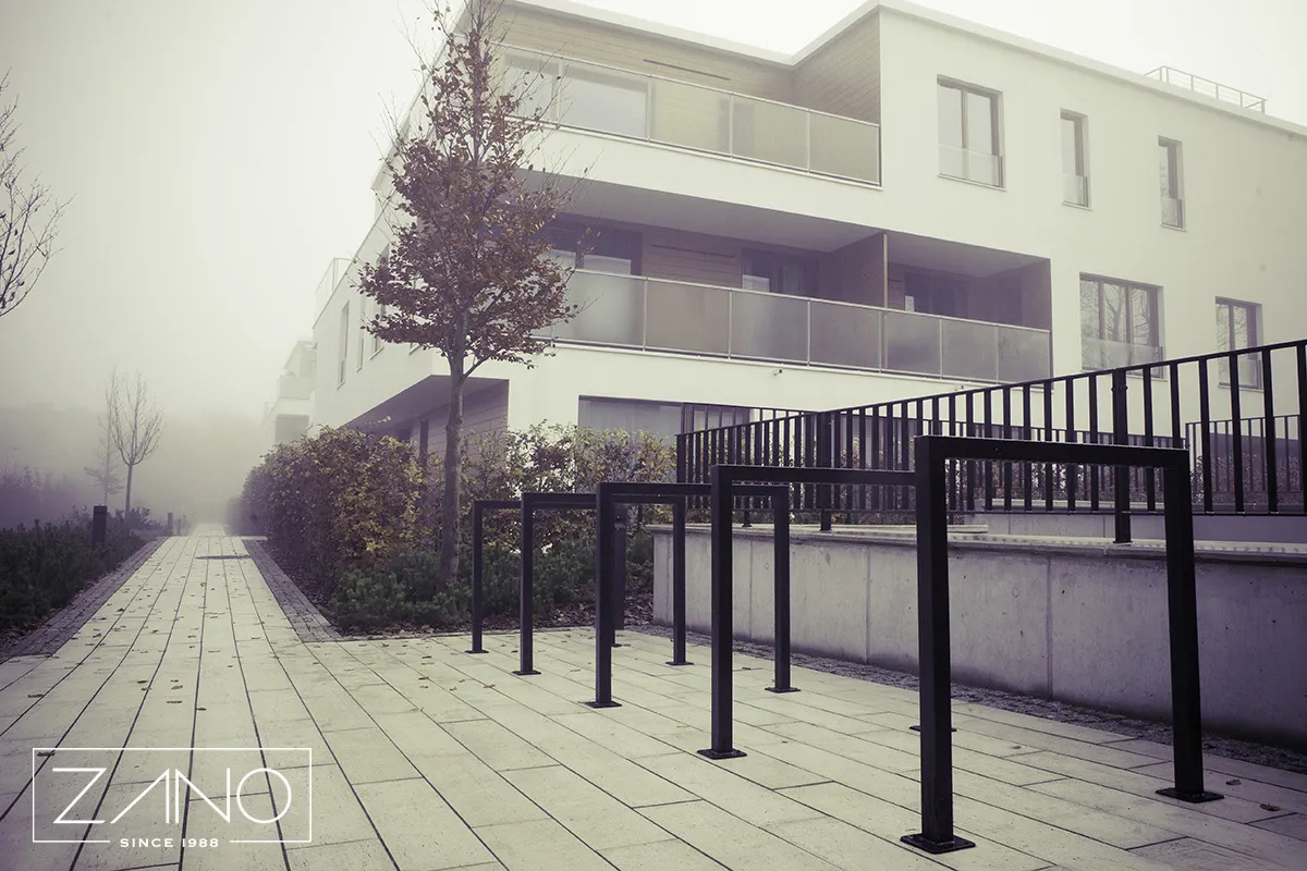 cykelställ i ett slutet bostadsområde