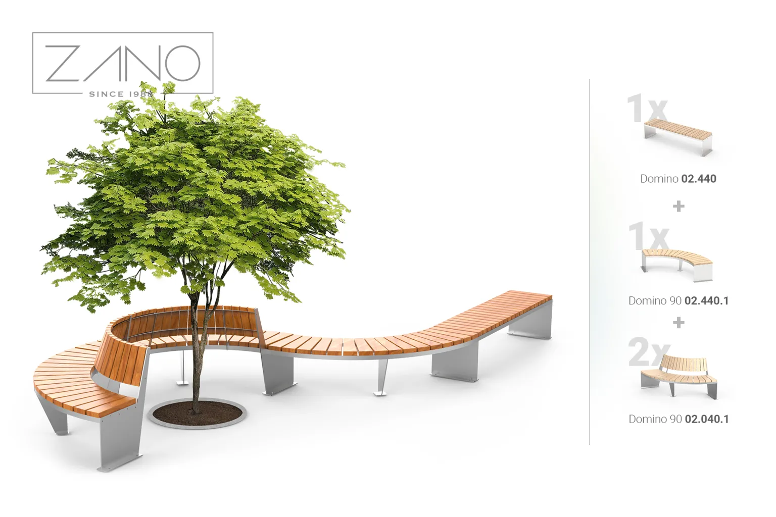 Översikt över Domino-bänkar | halvcirkelformad Domino-bänk 02.440.1