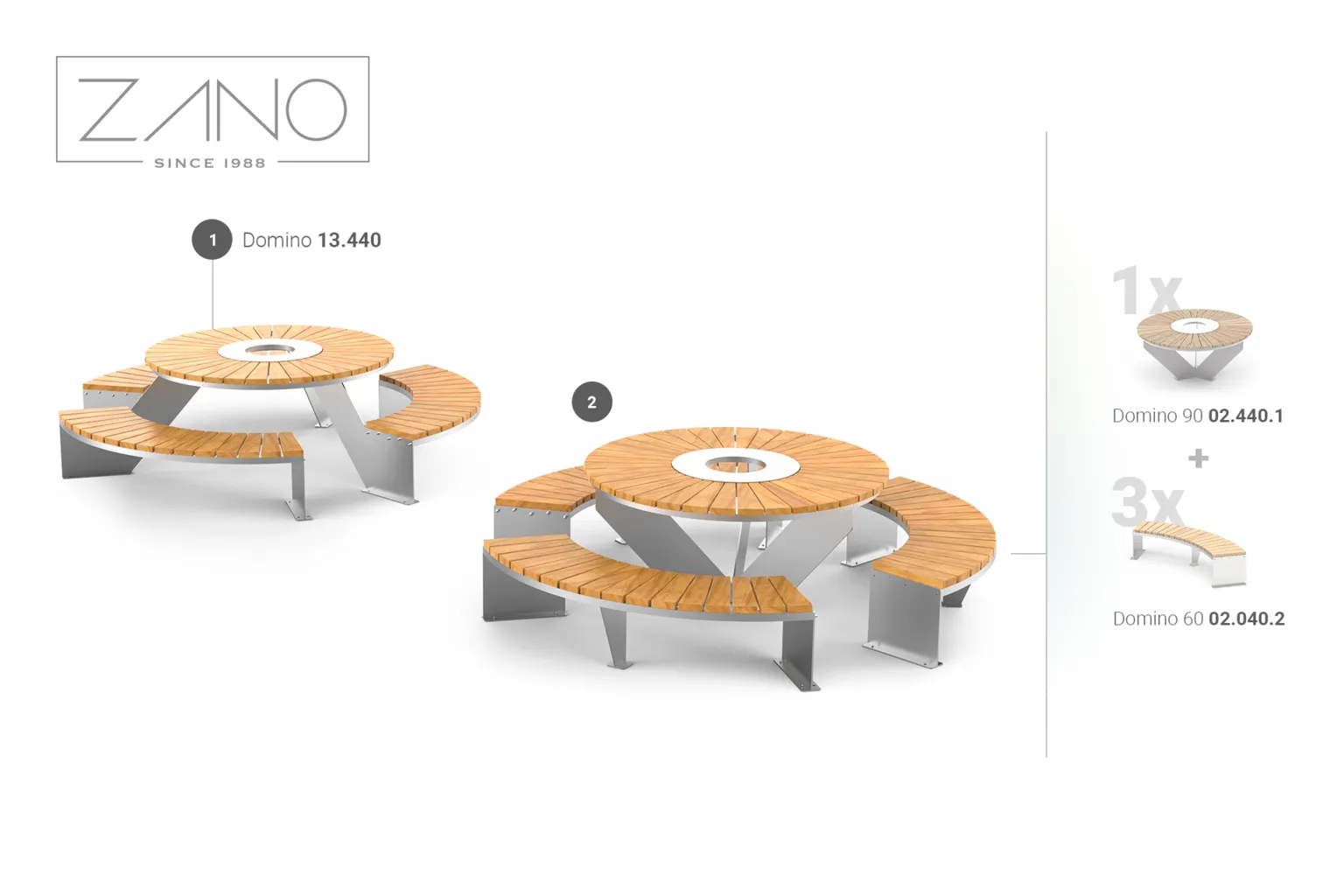 Domino runda picknickbord | bänk 02.440.2