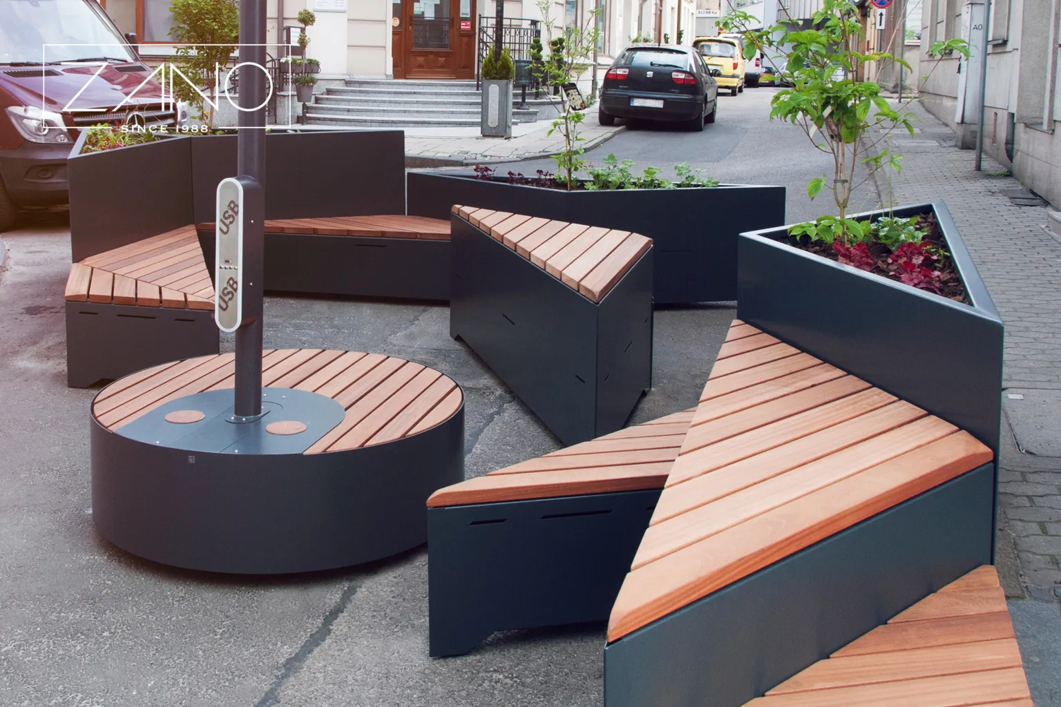 Origami – stadsbänkar och planteringskärl