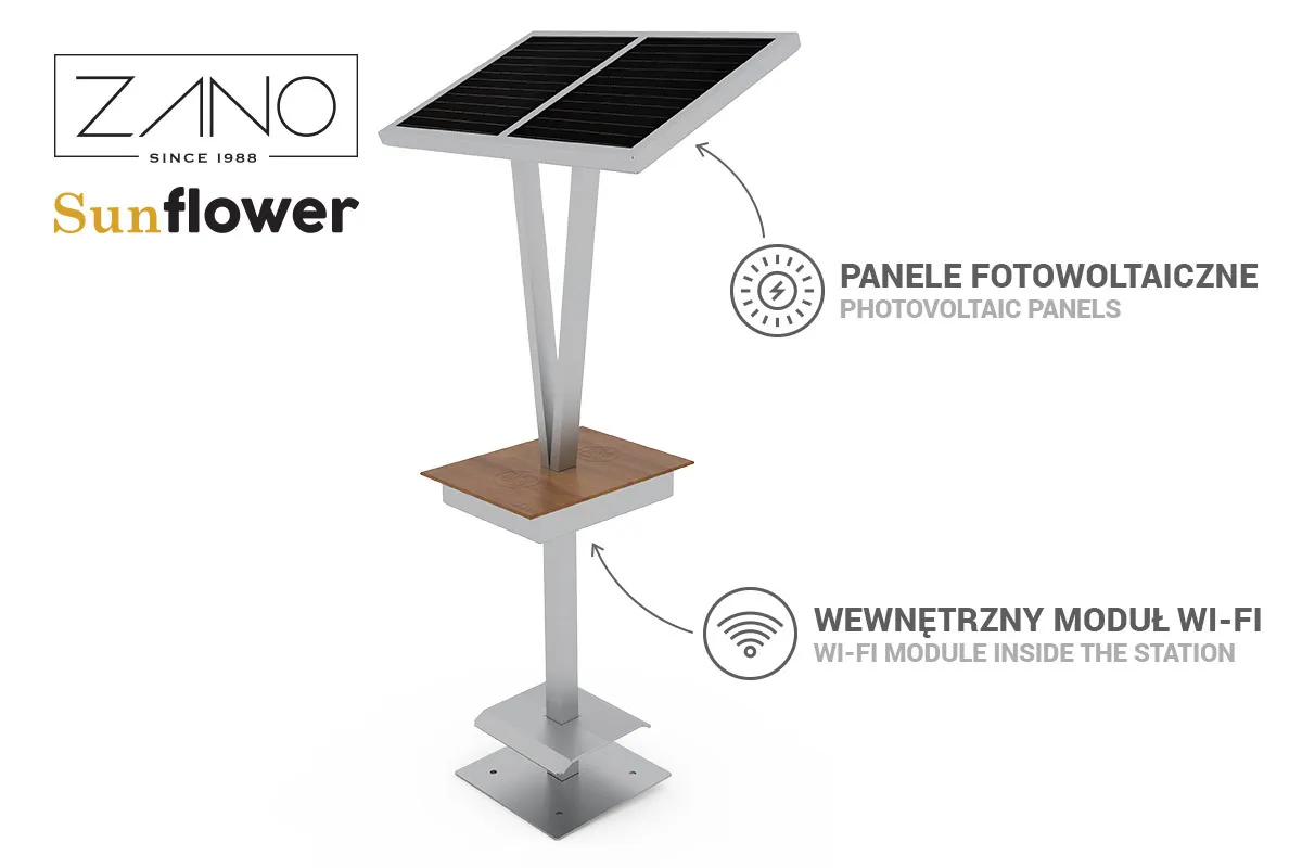 Sunflower | Laddstation för smartphones | ZANO gatumöbler