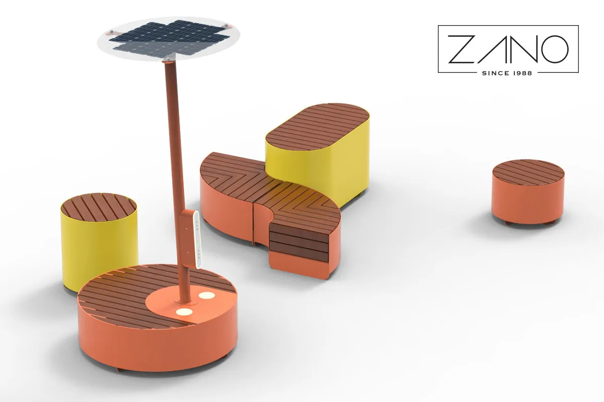 Universe – solcellsdriven laddningsstation för mobiltelefoner | ZANO Gatumöbler