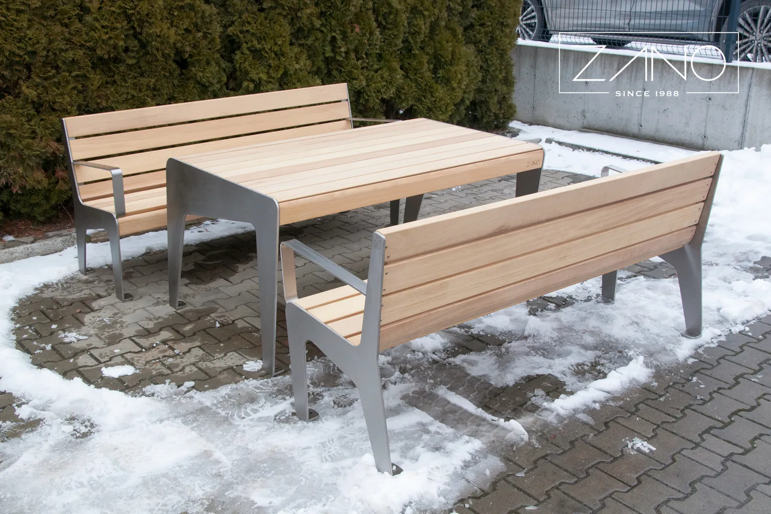 Parkmöbler för utomhusbruk i rostfritt stål