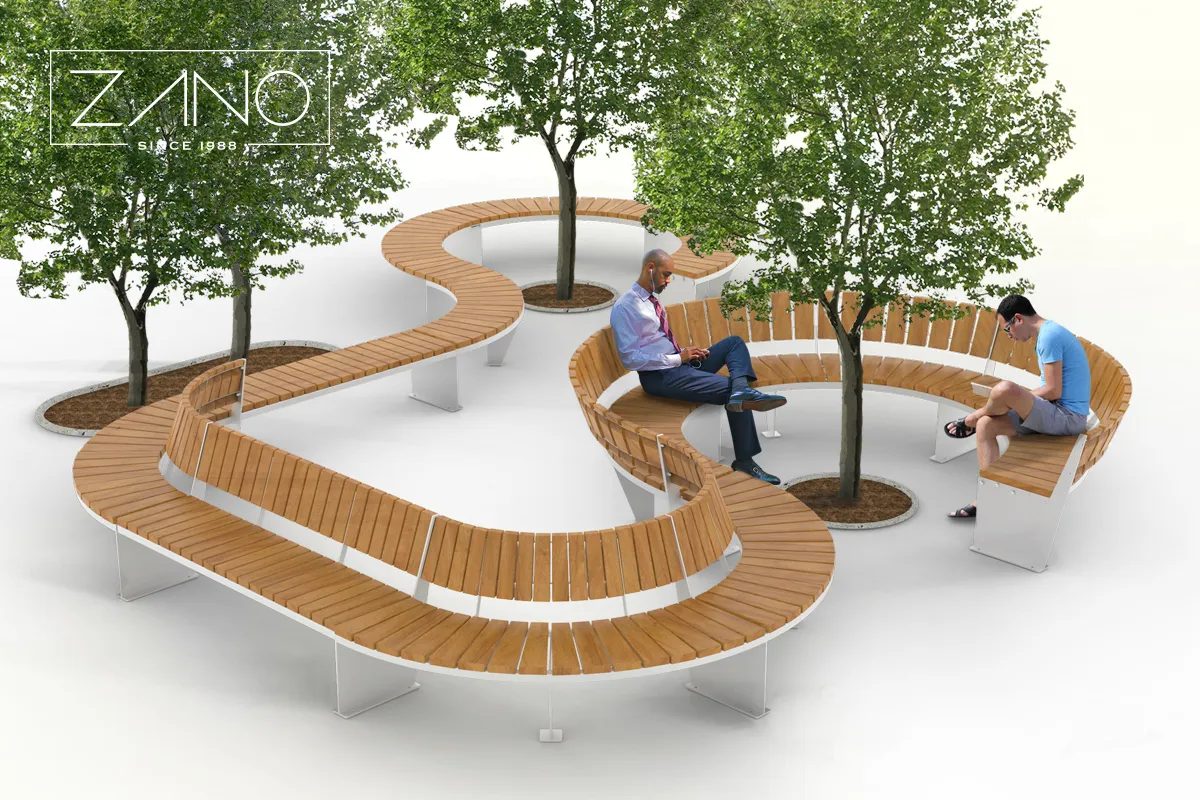 Domino – moderna stadsmöbler som kan placeras i en rad av bänkar
