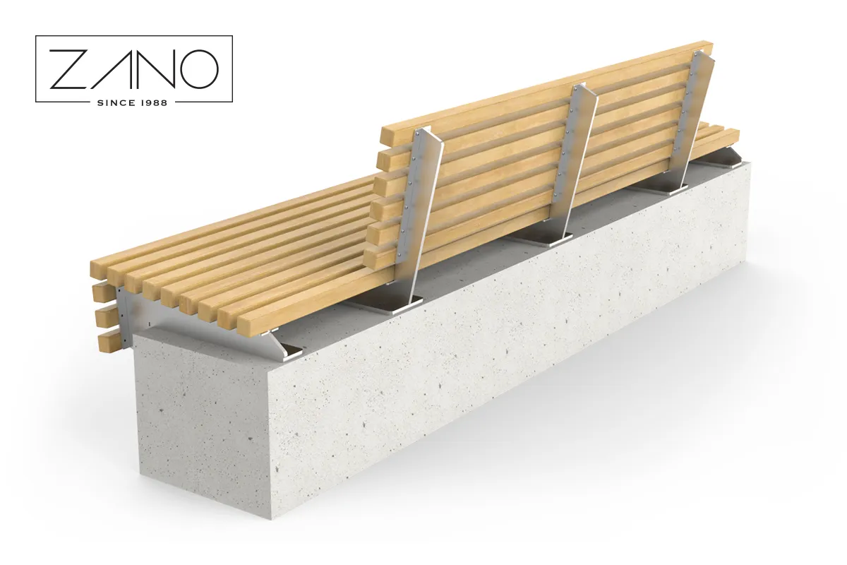 Stålbänkar på betongmur