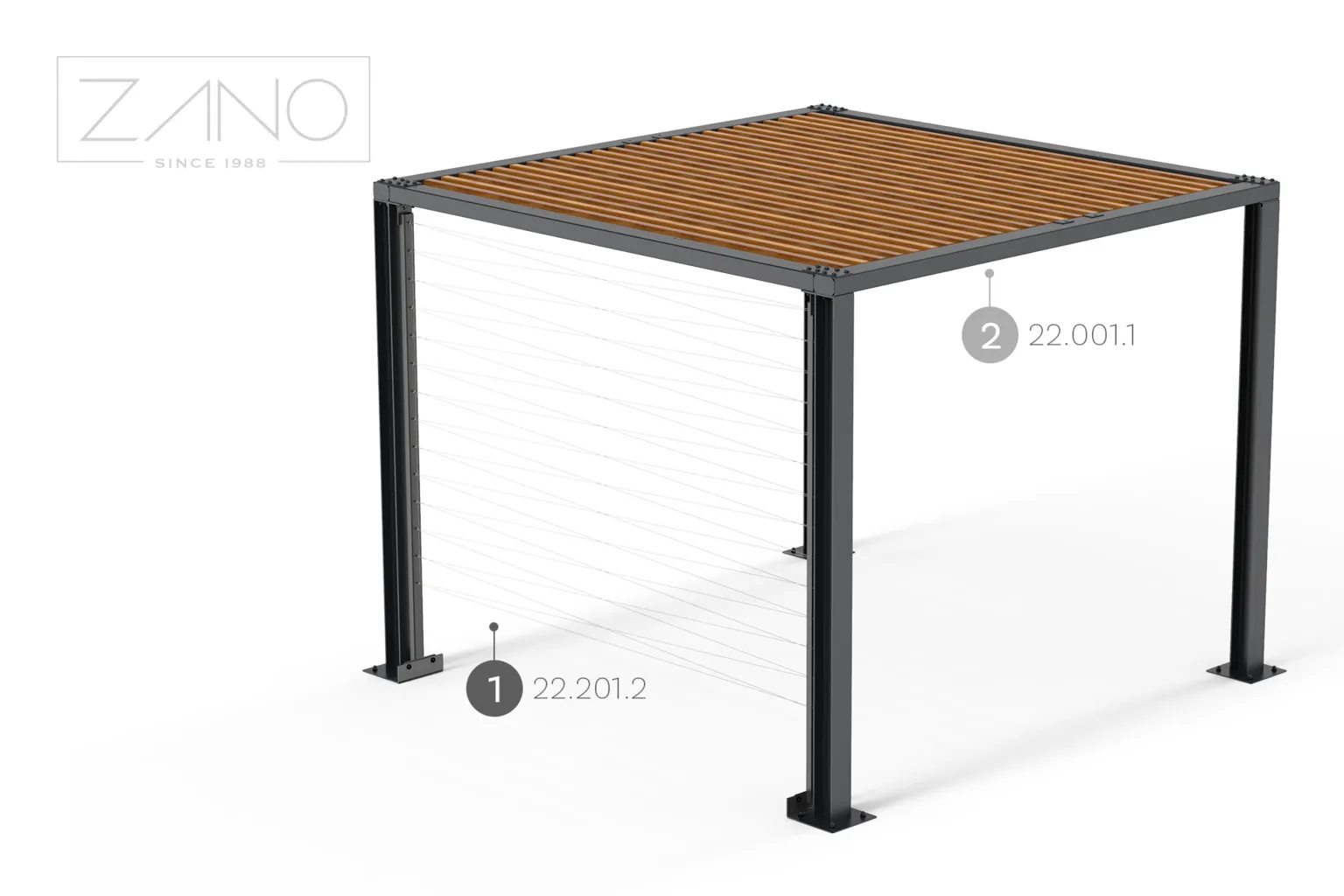 Pergola 22-201-2 med monterade rep för klätterväxter