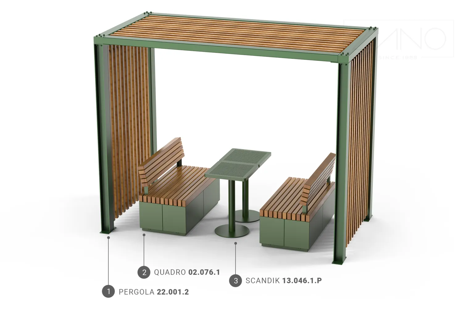 Möbelset från serierna Quadro, Scandik och Pergola