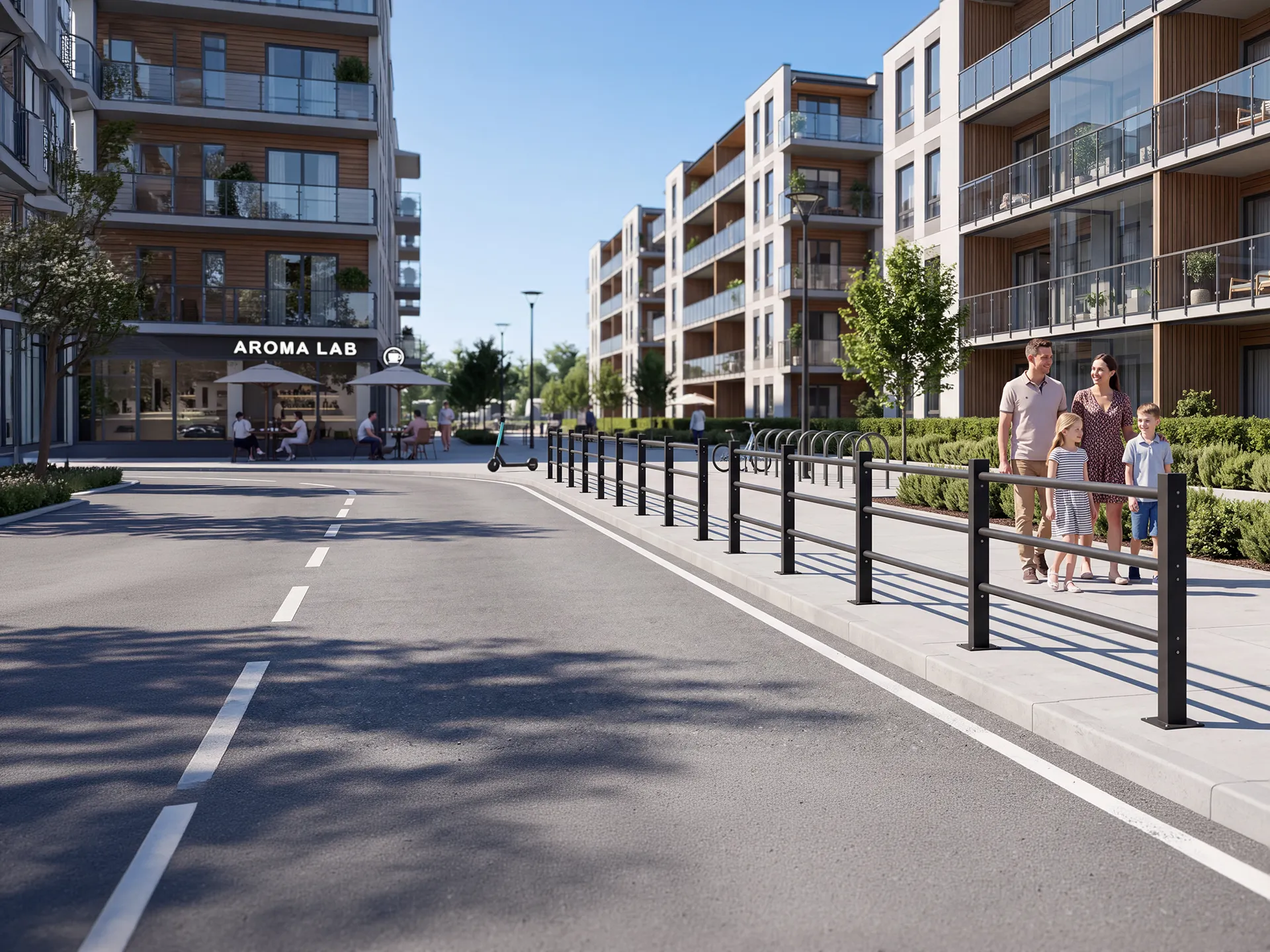 moderna stängsel av slitstarkt kolstål och rostfritt stål