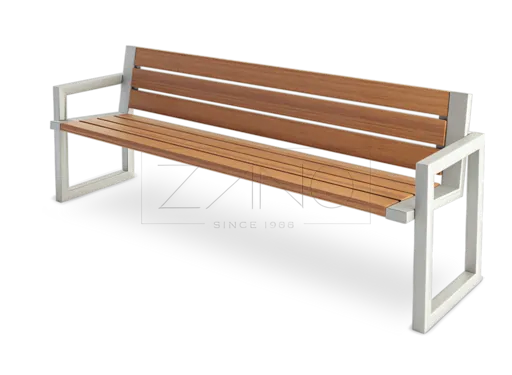 Stadsbänk med ryggstöd och armstöd