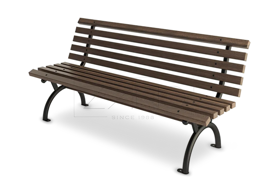 En parkbänk i metall.