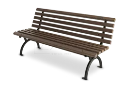 En parkbänk i metall.