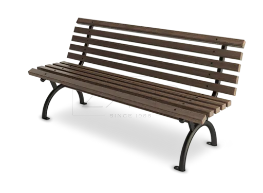 En parkbänk i metall.